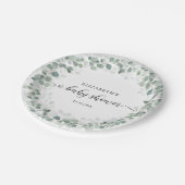 Babydusche Eucalyptus Greenery Boho Rustic Pappteller (Schrägansicht)
