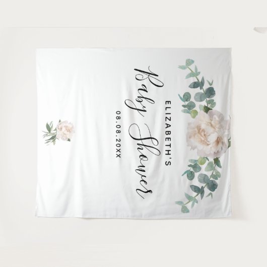 Babydusche eucalyptus grün weiß elegant wandteppich (Vorderseite (Horizontal))