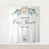 Babydusche eucalyptus grün weiß elegant wandteppich (Vorderseite)