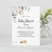 Babydusche eucalyptus weiße Blütenmutter zu Biene Einladung (Stehend Vorderseite)