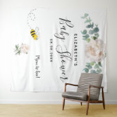 Babydusche eucalyptus weiße Blütenmutter zu Biene Wandteppich (Beispiel (Horizontal))