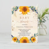 Babydusche Eukalyptus-Glitzer Einladung (Stehend Vorderseite)