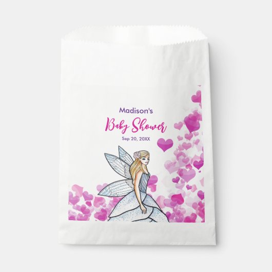 Babydusche Fairy Princess Pink Hearts Mode Geschenktütchen (Vorderseite)