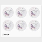 Babydusche fallender Halbmond Es ist ein Junge Runder Aufkleber (Blatt)