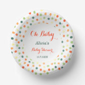 Babydusche farbenfrohe Punkte Regenbogen Pappteller (Vorderseite)