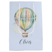 Babydusche, farbenfrohe Wasserfarbe Heißluftballon Mittlere Geschenktüte (Rückseite)