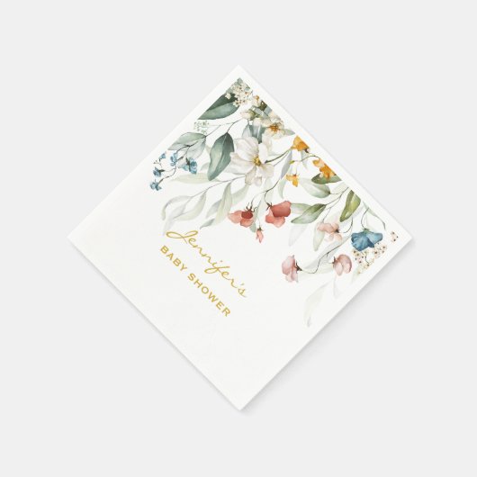 Babydusche farbenfroher Garten Florals Std Cocktai Serviette (Ecke)