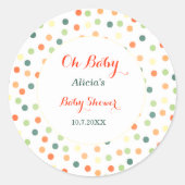 Babydusche farbige Konfetti-Dots-Aufkleber Runder Aufkleber (Vorderseite)
