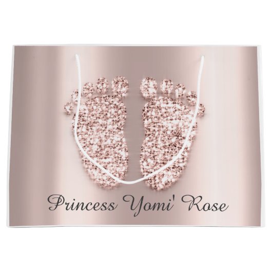 Babydusche Feet Boy Girl Name Rose Princess Große Geschenktüte (Vorderseite)