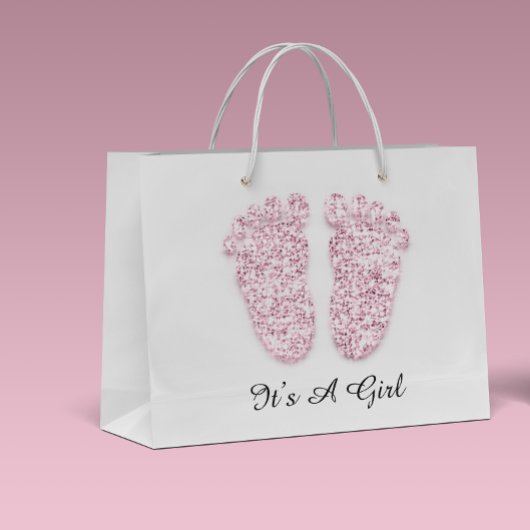 Babydusche Feet Es ist ein Junge Mädchen rosa Weiß Große Geschenktüte