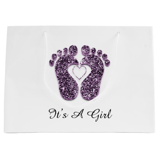 Babydusche Feet Es ist ein Junge Mädchen Viole Her Große Geschenktüte (Vorderseite)