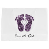 Babydusche Feet Es ist ein Junge Mädchen Viole Her Große Geschenktüte (Rückseite)