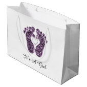 Babydusche Feet Es ist ein Junge Mädchen Viole Her Große Geschenktüte (Rückseite Schrägansicht)