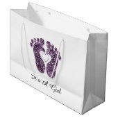 Babydusche Feet Es ist ein Junge Mädchen Viole Her Große Geschenktüte (Vorderseite Schrägansicht)