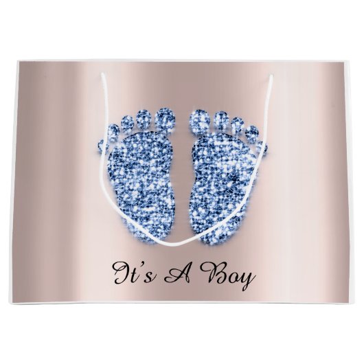Babydusche Feet Es ist eine junge blaue Navy-Rose Große Geschenktüte (Vorderseite)