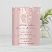 Babydusche Feet Glitzer Rosa Tropfen Foto Boy Girl Einladung (Stehend Vorderseite)