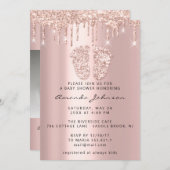 Babydusche Feet Glitzer Rosa Tropfen Foto Boy Girl Einladung (Vorne/Hinten)