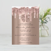 Babydusche Feet Glitzer Rose Blush Tropfen Boy Gir Einladung (Stehend Vorderseite)