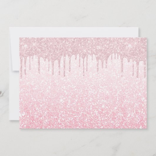 Babydusche Feet Glitzer Rose Rosa Tropfen OmbreGir Einladung (Rückseite)