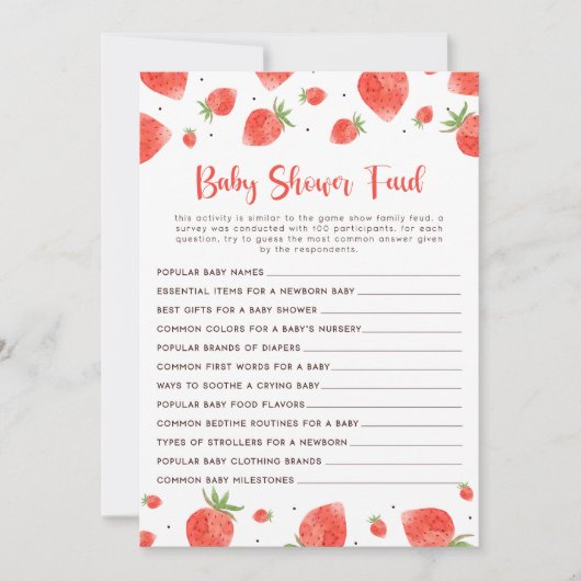 Babydusche Feud Game, Berry Sweet Baby Shower Einladung (Vorderseite)