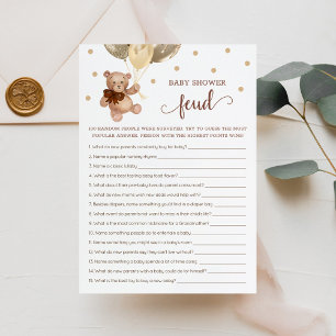 Babydusche Feud Game Teddy Bear Card Einladung