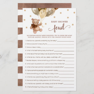 Babydusche Feud Spiel Braun und Gold Teddy Bär