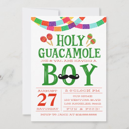 Babydusche Fiesta Einladung (Vorderseite)