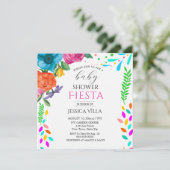 Babydusche Fiesta Floral Party Einladung (Stehend Vorderseite)