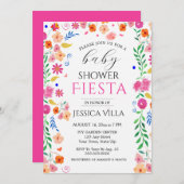 Babydusche Fiesta Floral Pink Party Einladung (Vorne/Hinten)