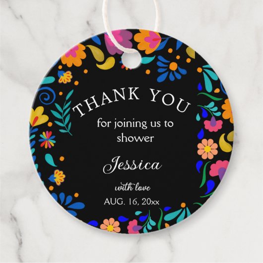 Babydusche Fiesta Mexican Gevor Round-Geschenktag Geschenkanhänger (Vorderseite)