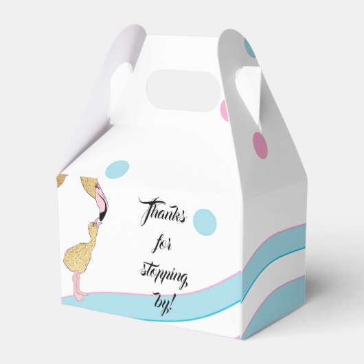 Babydusche Flamingo Mama und Baby Geschenkschachtel (Rückseite)