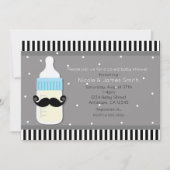Babydusche Flasche & Schnurrbart Moderne Einladung (Vorderseite)