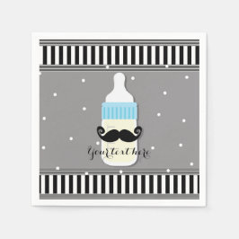 Babydusche Flasche & Schnurrbart Modernes Party Serviette