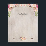 Babydusche Floral Boho Danke Postcard Postkarte<br><div class="desc">Suchen Sie eine Blumenkohl oder eine Stamm Babydusche Dankeschön Postcard? Dieses Design besteht aus drei Blumenarrangements und zwei Pfeilen auf einem Kornboden aus Aquarellholz. Ich habe auch einen modernen Pinselkalligrafietext für die Überschrift hinzugefügt. Dieses Design ist rustikal, aber gleichzeitig elegant. Es ist für jemanden geeignet, der Aquarell und böhmische Designs...</div>