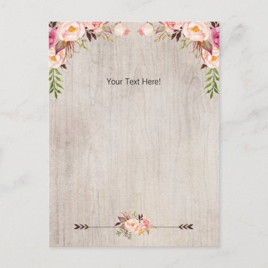 Babydusche Floral Boho Danke Postcard Postkarte (Vorderseite)