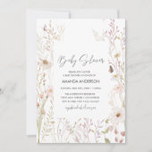 Babydusche Floral Boho Wildblumen Dusche Einladung (Vorderseite)