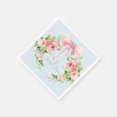 Babydusche Floral Wappen Regency Bow Pink Blau Serviette (Ecke)