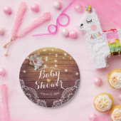 Babydusche florale Strudelleuchten Rustikale Holzs Pappteller (Party)