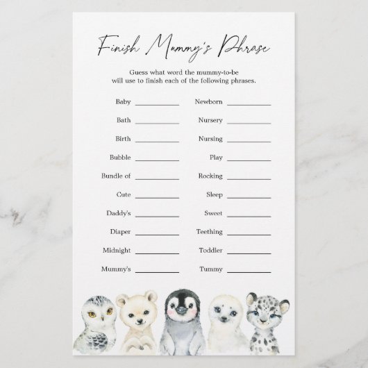 Babydusche für Arktische Tiere schließt Mummy's Ph (Vorderseite)