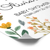 Babydusche für botanische Wildblume Begrüßung Poster (Ecke)