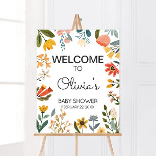 Babydusche für botanische Wildblume Begrüßung Poster