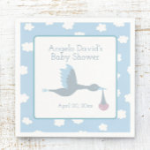 Babydusche für Boy Stork mit blauem Himmel und Wol Serviette