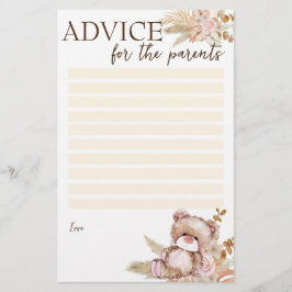 Babydusche für den Teddybär der Eltern Briefpapier