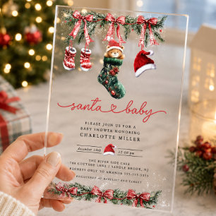 Babydusche für die Ankunft von Weihnachten Acryleinladungen