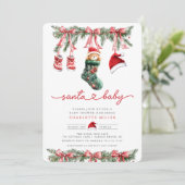 Babydusche für die Ankunft von Weihnachten Einladung (Stehend Vorderseite)