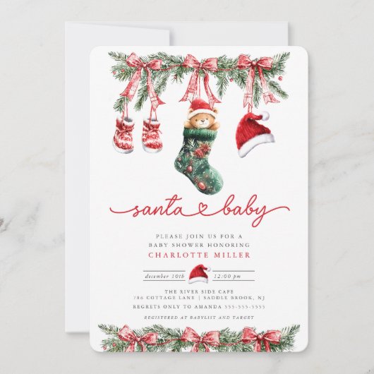 Babydusche für die Ankunft von Weihnachten Einladung (Vorderseite)