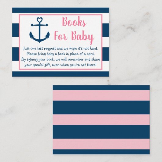 Babydusche für die rosa Navy Begleitkarte (Vorne/Hinten)