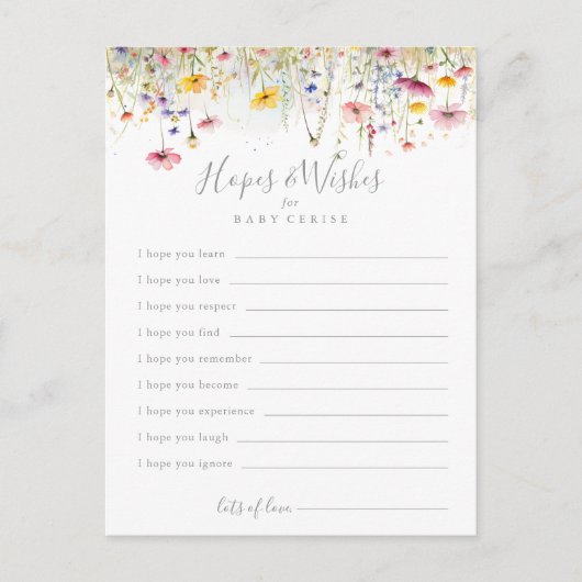 Babydusche für die Wildblume auf der Wiese Postkarte (Vorderseite)