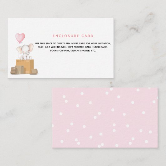 Babydusche für Elephant Girl per E-Mail, Eintritts Begleitkarte (Vorne/Hinten)