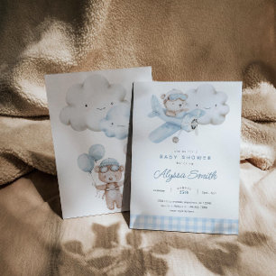 Babydusche für Flugzeuge und Teddy Bear Einladung